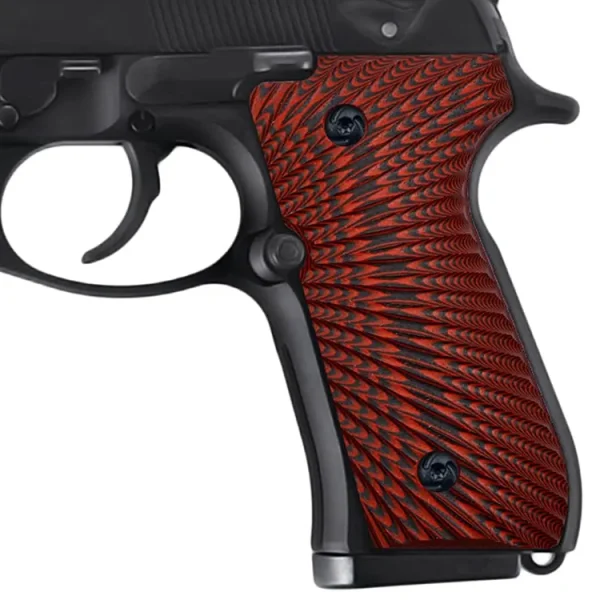G10 Sunburst Texture Grips For Beretta 92FS M9 92A1 96A1 92 Inox - Black/Red